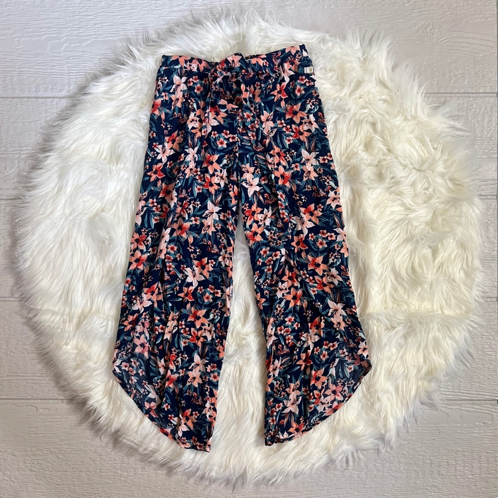 NWT [Roxy X Disney] Blue Floral Beach Pants Little Mermaid Sebastian | Girls 10
